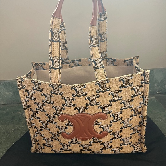 CELINE large Cabas Thais Textile with Triomphe Color Camel - Picture 3 of 12